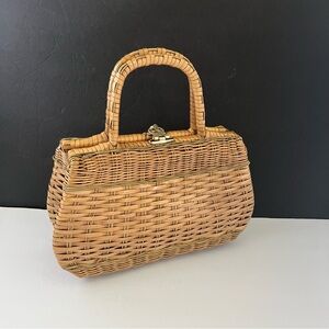 1960-s Wicker Tan Handbag